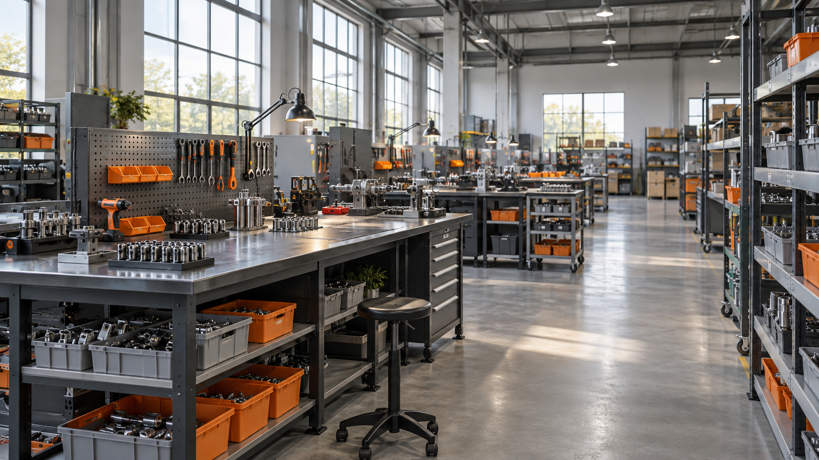 Illustrative tool assembly workshop, not the actual OULAN factory